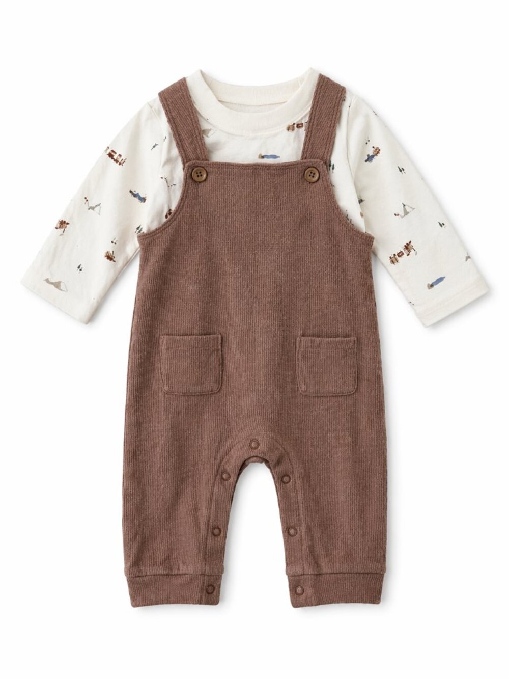 NWT Carter’s Baby Boy 2 Piece Outfit 6 Months Brown Corduroy Overalls & Shirt